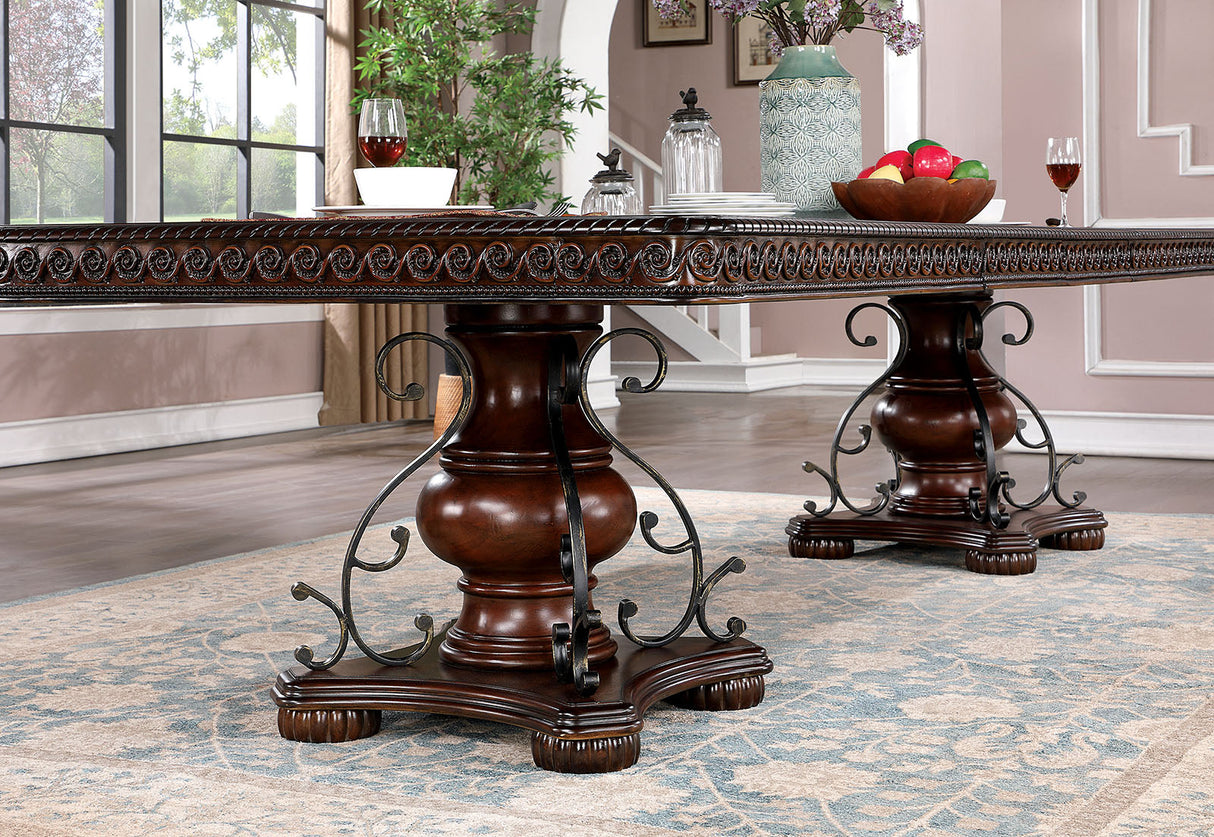 Picardy Brown Cherry 7 Pc Dining Table Set by Furniture of America at Eve Furniture