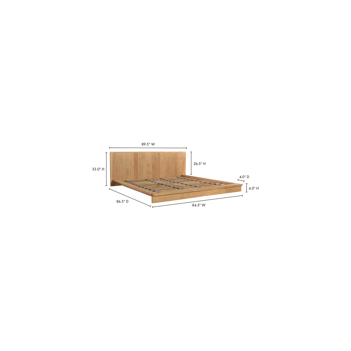 Plank Natural King Bed by Moe's Home at Eve Furniture