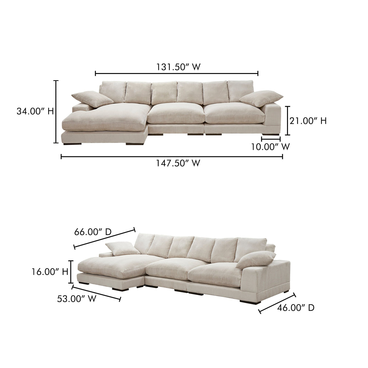 Plunge Cappuccino Large Sectional by Moe's Home at Eve Furniture