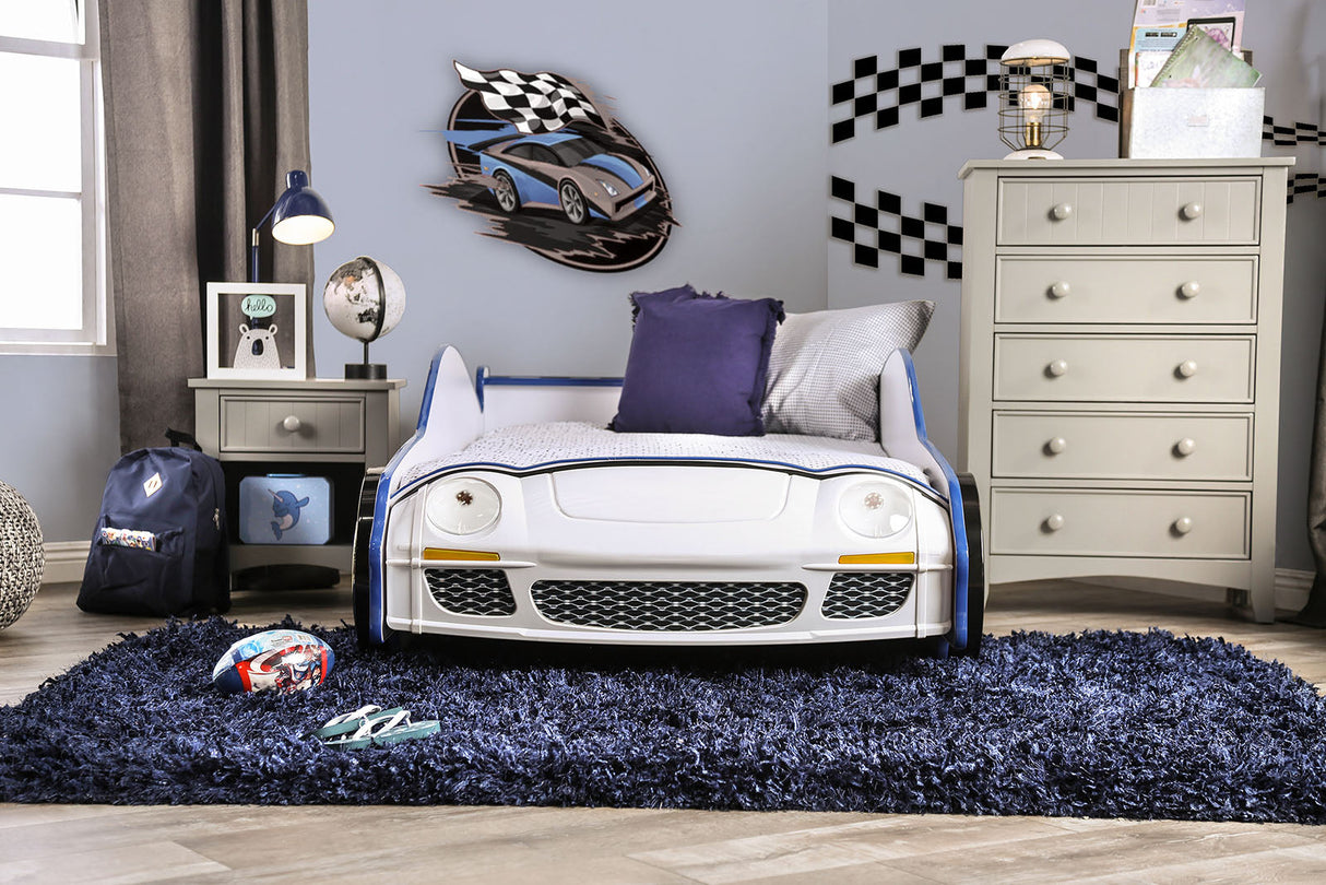 Poe White/Blue Twin Bed by Furniture of America at Eve Furniture