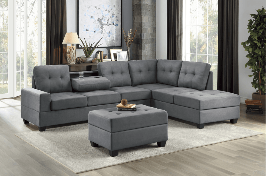 Porto Dark Gray 2-Piece Reversible Sectional by Homelegance at Eve Furniture