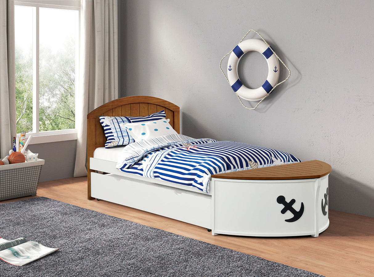 Poseidon White/Oak Twin Captain Bed by Furniture of America at Eve Furniture