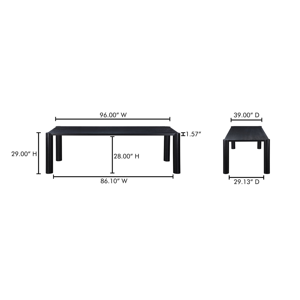 Post Black Large Dining Table by Moe's Home at Eve Furniture
