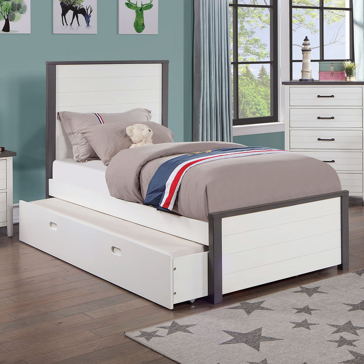 Priam White/Gray Twin Bed by Furniture of America at Eve Furniture