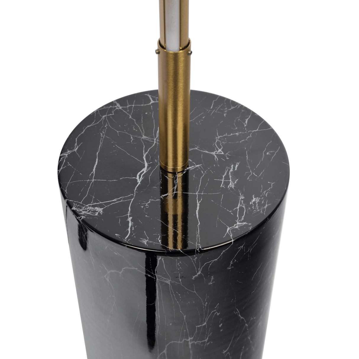 Prism Brassed Gold LED Floor Lamp with On/Off Switch Faux Marble Base by Ashcroft Furniture at Eve Furniture