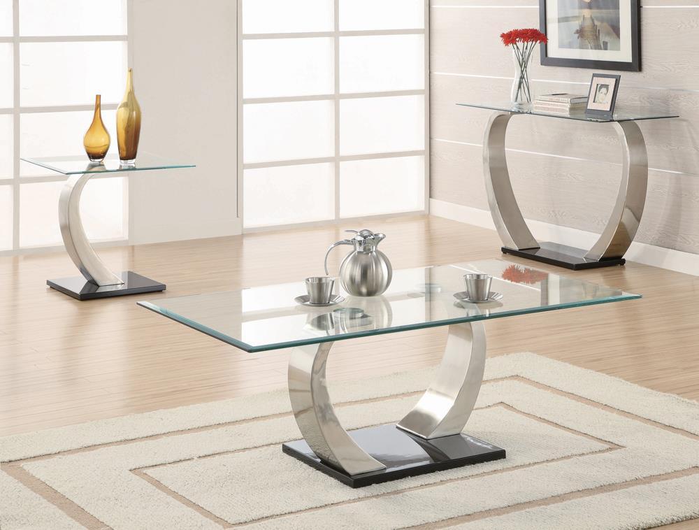 Pruitt Clear and Satin Glass Top End Table by Coaster at Eve Furniture