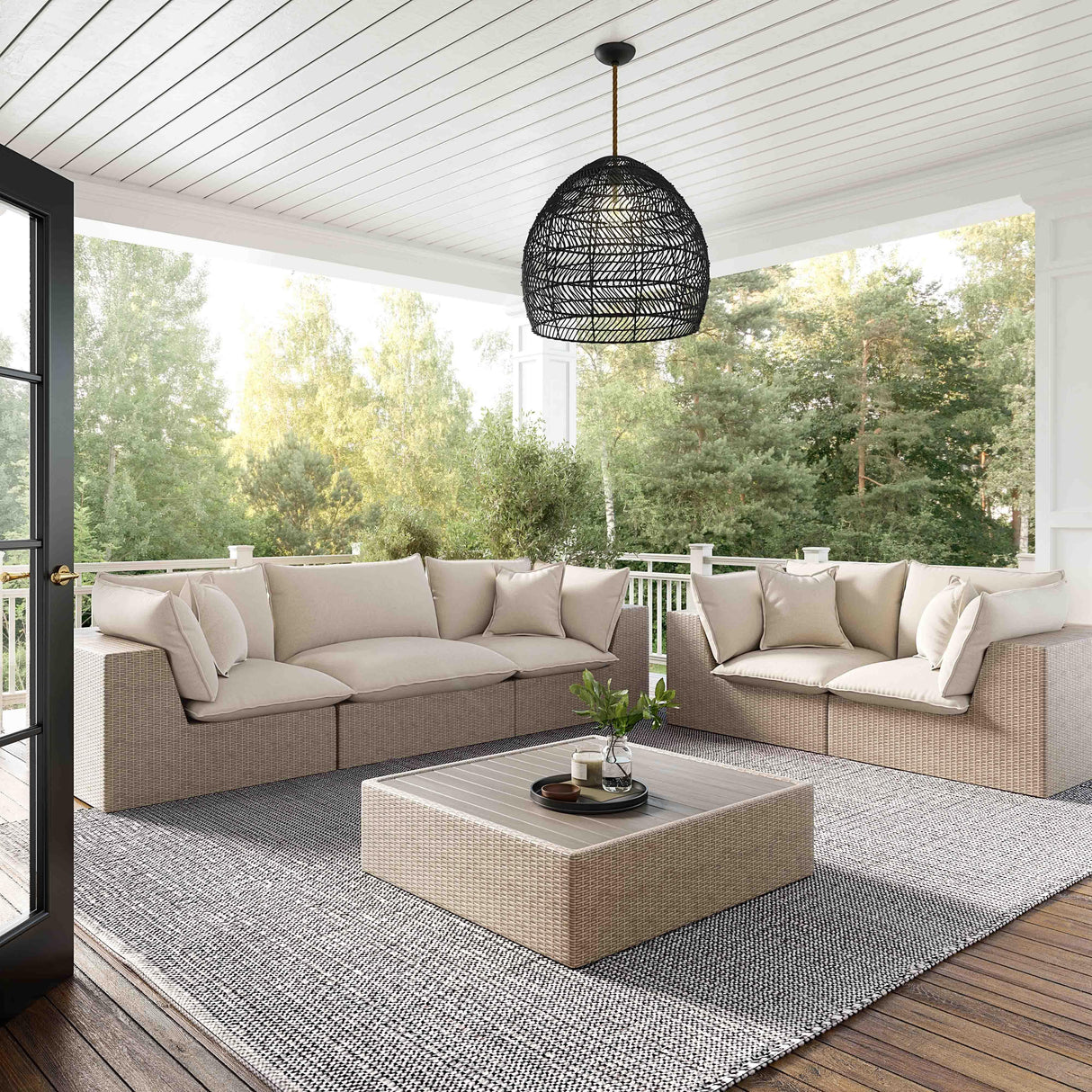 Cali Performance Fabric & Wicker Outdoor Ottoman by TOV Furniture at Eve Furniture