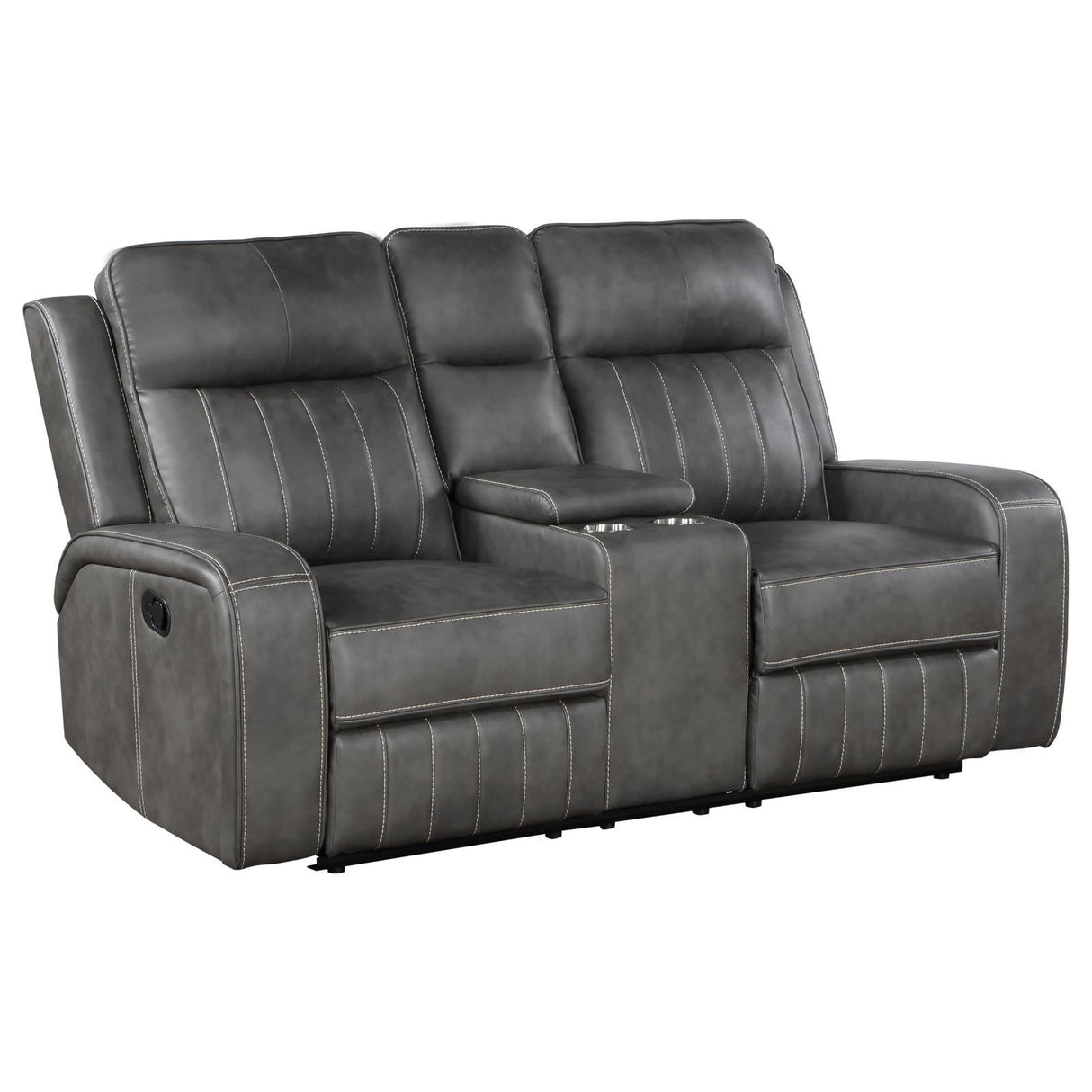 Raelynn Grey Upholstered Motion Reclining Loveseat by Coaster at Eve Furniture