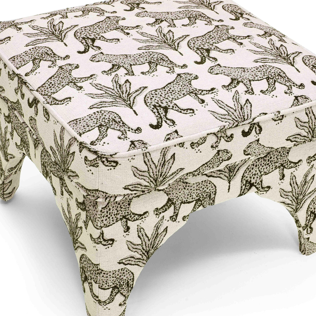 Raji Leopard Jacquard Ottoman by TOV Furniture at Eve Furniture
