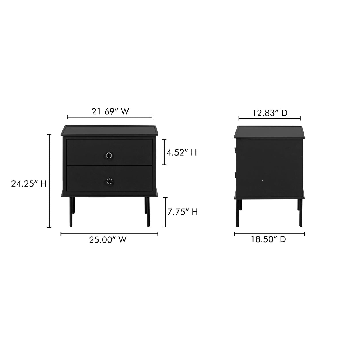 Reagan Black Nightstand by Moe's Home at Eve Furniture