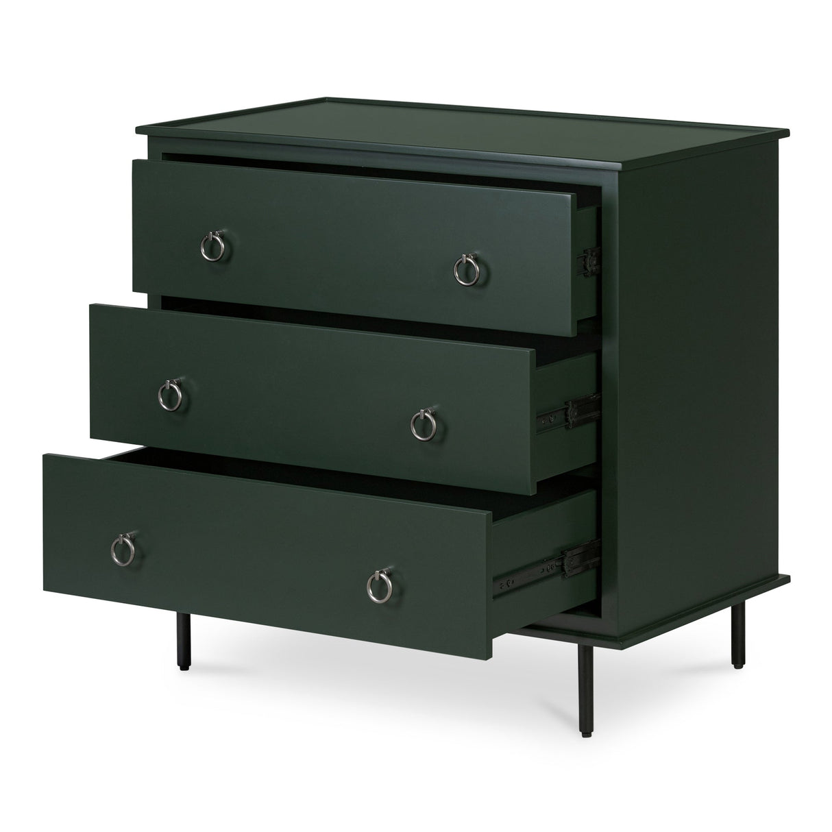Reagan Deep Green 3 Drawer Nightstand by Moe's Home at Eve Furniture