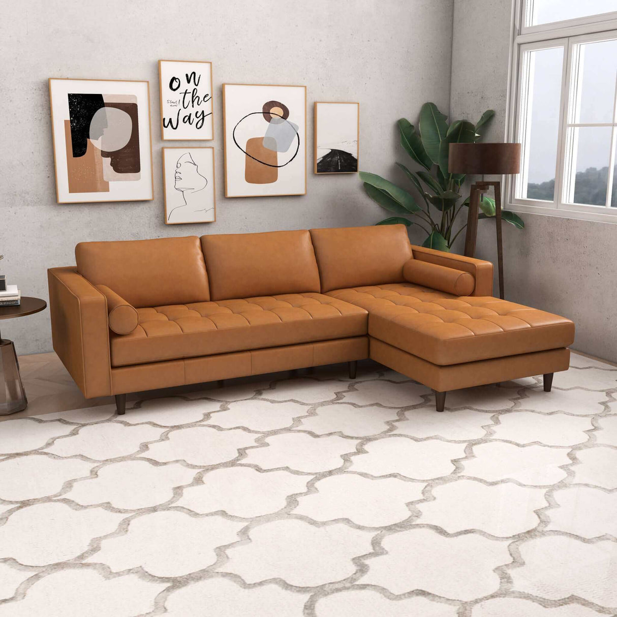 Anthony Genuine Tan Leather Right-Facing Sectional Sofa by Ashcroft Imports at Eve Furniture