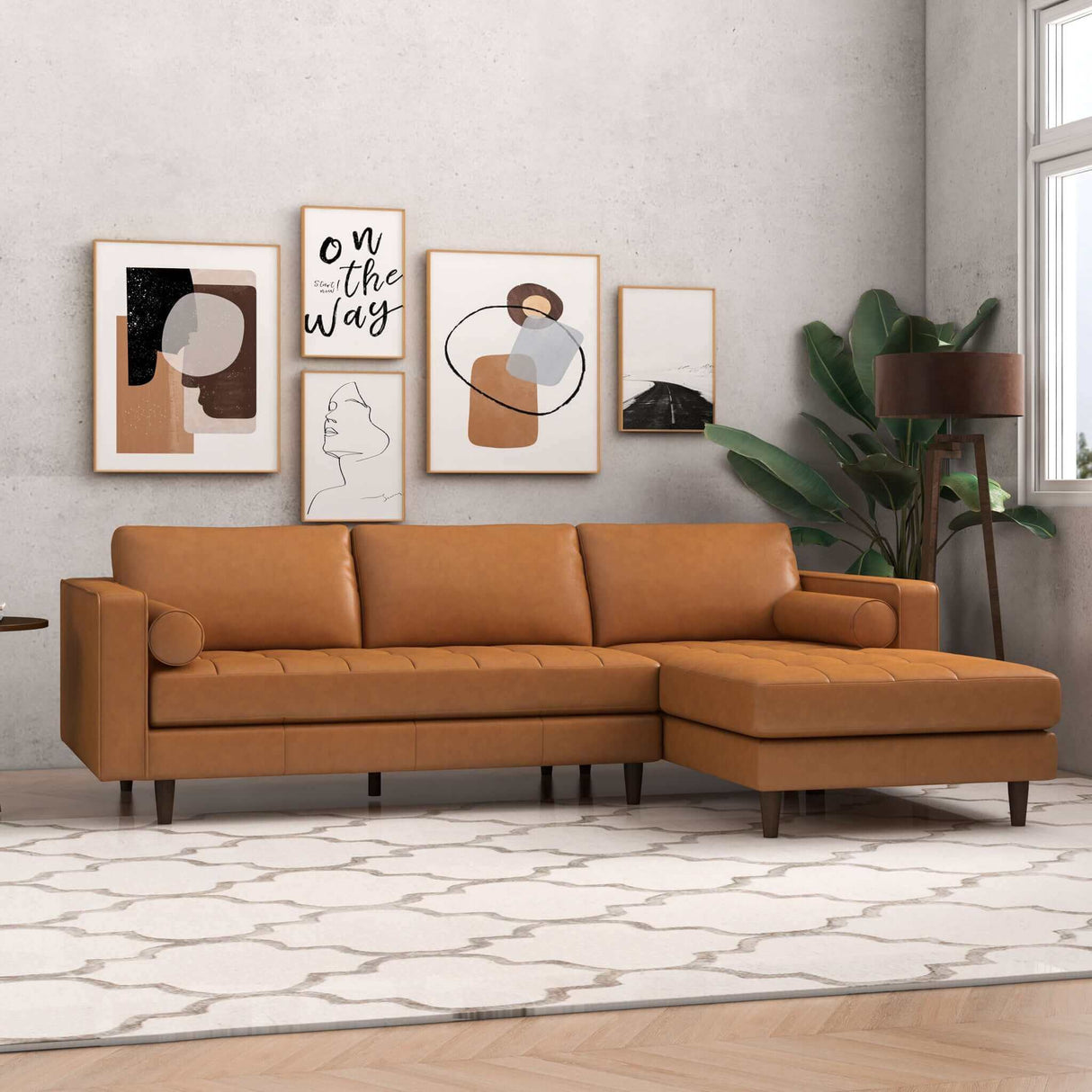 Anthony Genuine Tan Leather Right-Facing Sectional Sofa by Ashcroft Imports at Eve Furniture