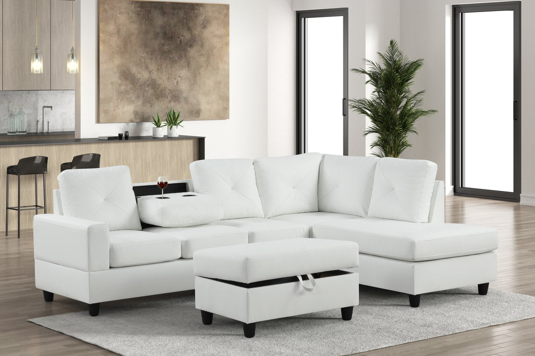 Rocket White PU Reversible Sectional by Happy Homes at Eve Furniture