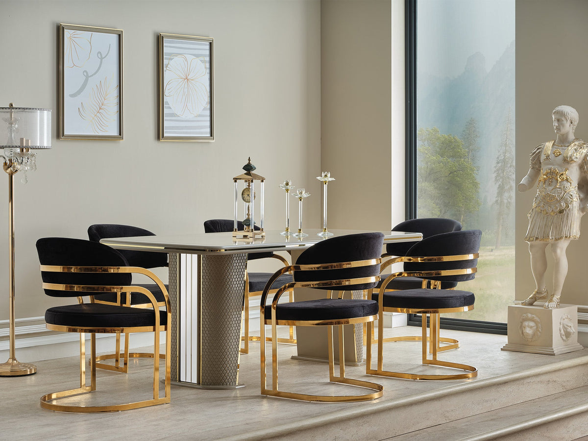 Romans Diningroom (Consol With Mirror & Dining Table & 6 Dining Chair)