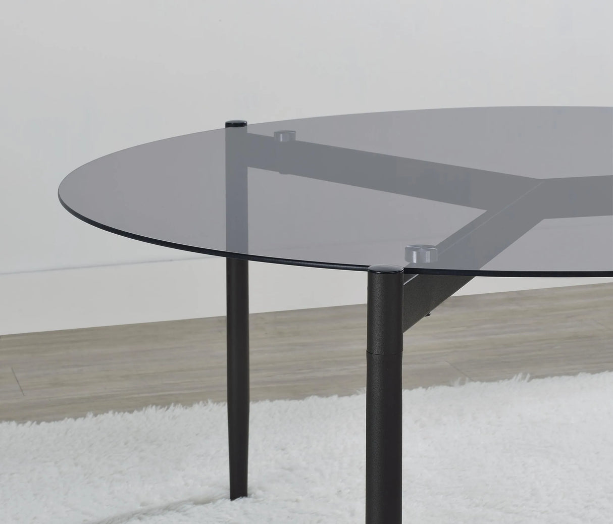 Rosalie Round Smoked Glass Top Coffee Table Sandy Black by Coaster at Eve Furniture