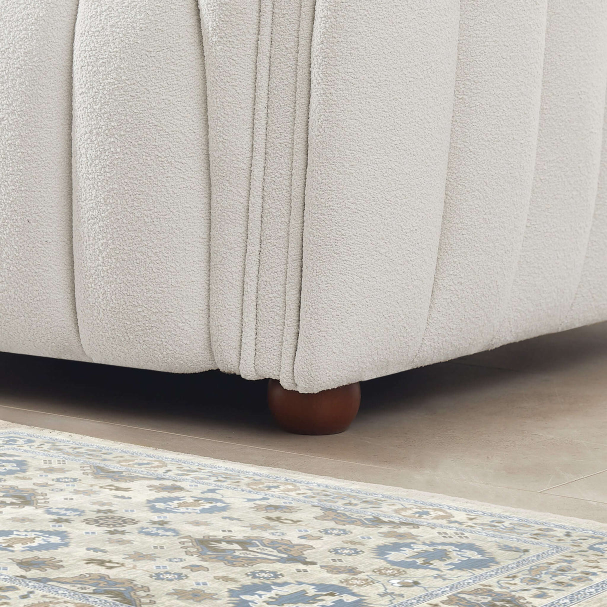 April Mid Century Modern Luxury Tight Back Beige Boucle Couch by Ashcroft Imports at Eve Furniture