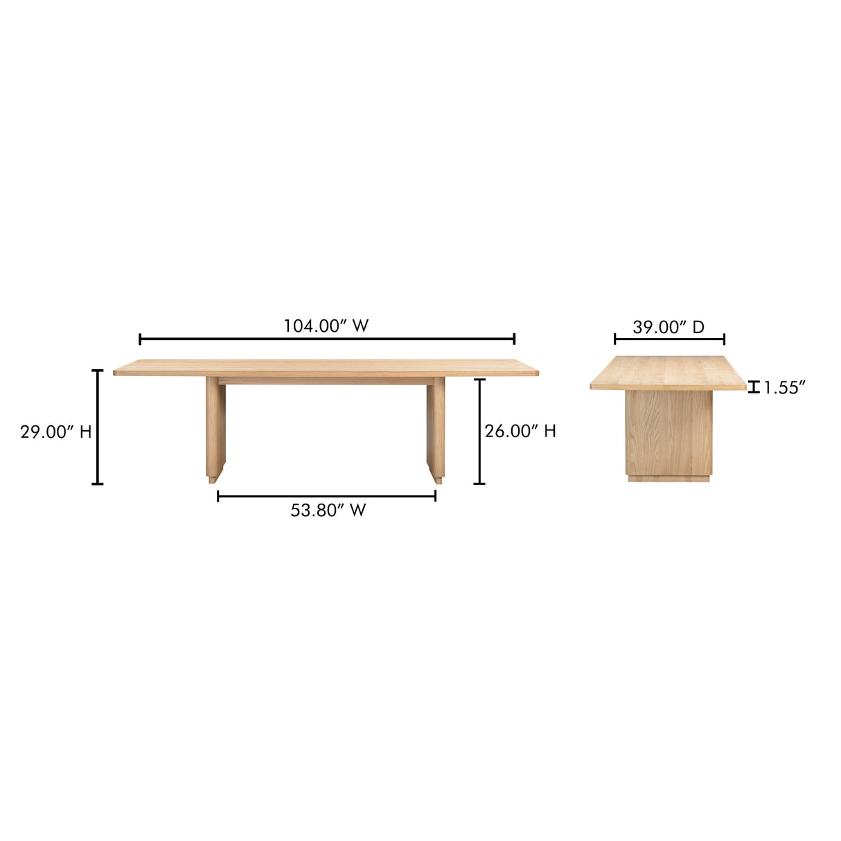 Round Off Natural Oak Large Dining Table by Moe's Home at Eve Furniture