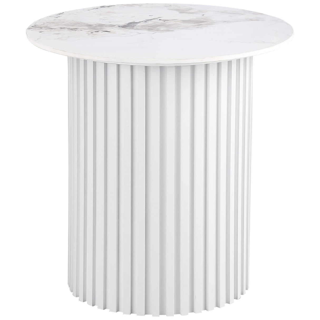 Rowena White Round Faux Marble Top End Table by Coaster at Eve Furniture