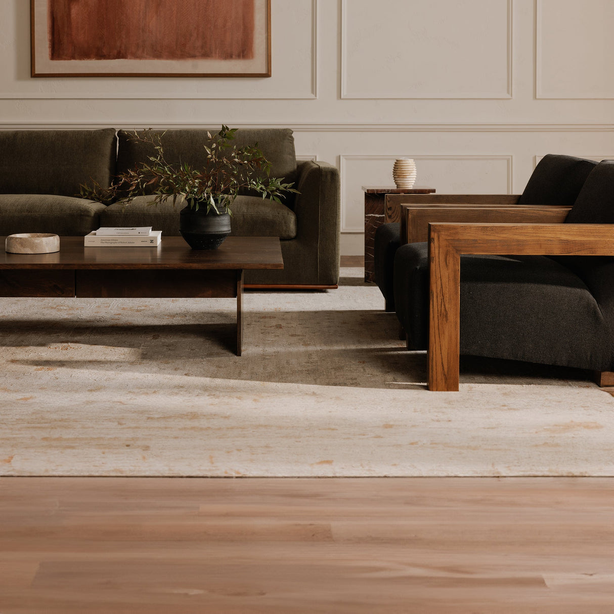 Rue Deep Green Ottoman by Moe's Home at Eve Furniture