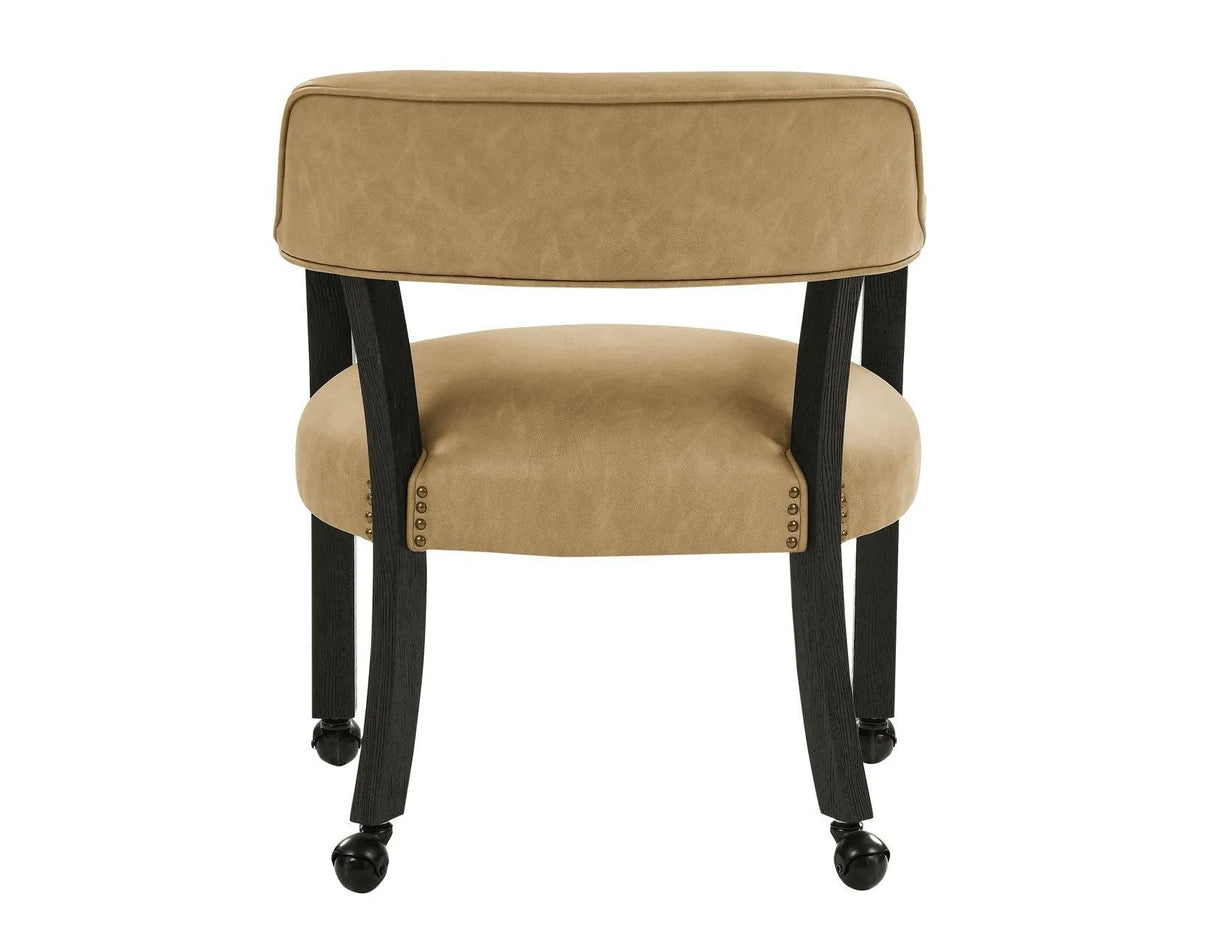 Rylie Captains Chair, Black Finish with Sand Vegan Leather by Steve Silver at Eve Furniture