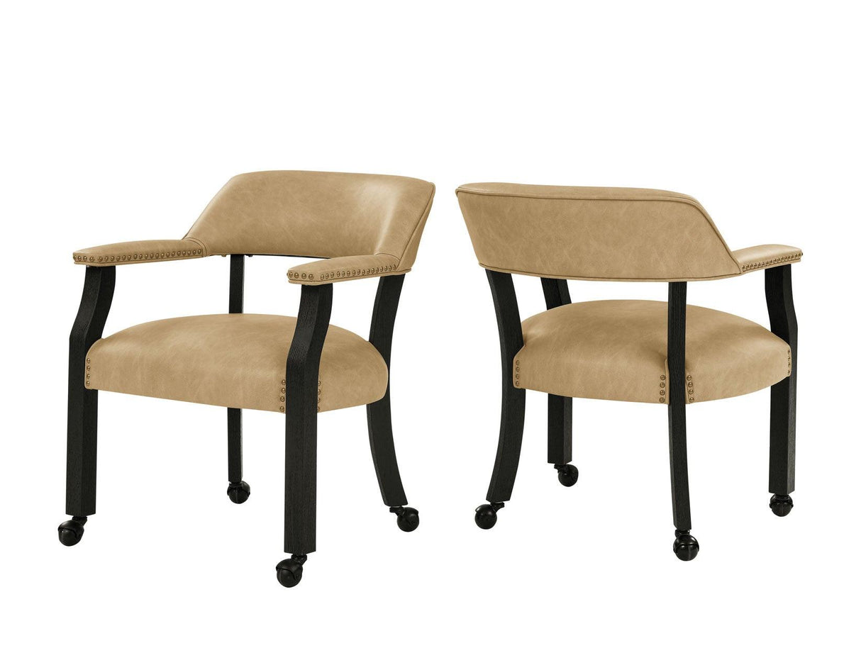 Rylie Captains Chair, Black Finish with Sand Vegan Leather by Steve Silver at Eve Furniture