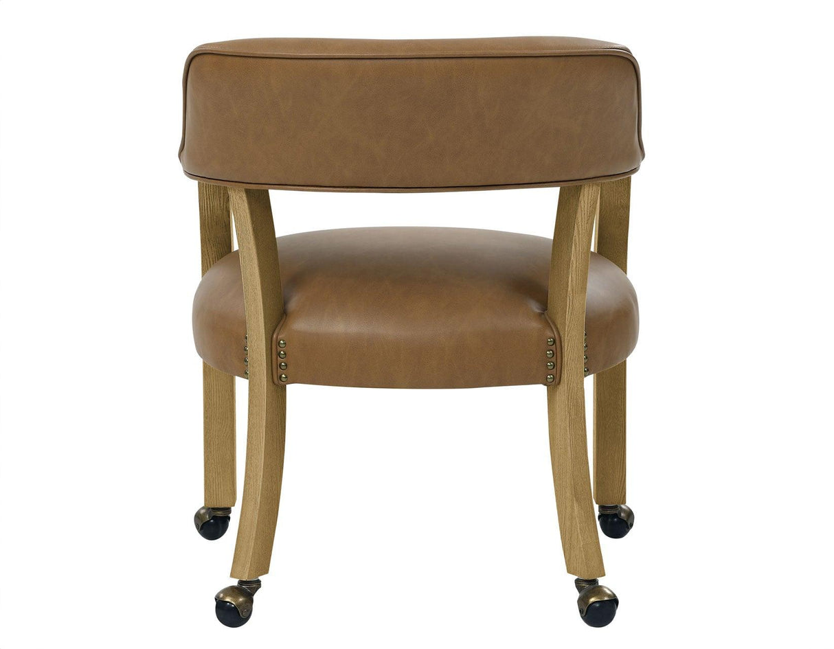 Rylie Captains Chair, Natural Finish with Camel Vegan Leather by Steve Silver at Eve Furniture