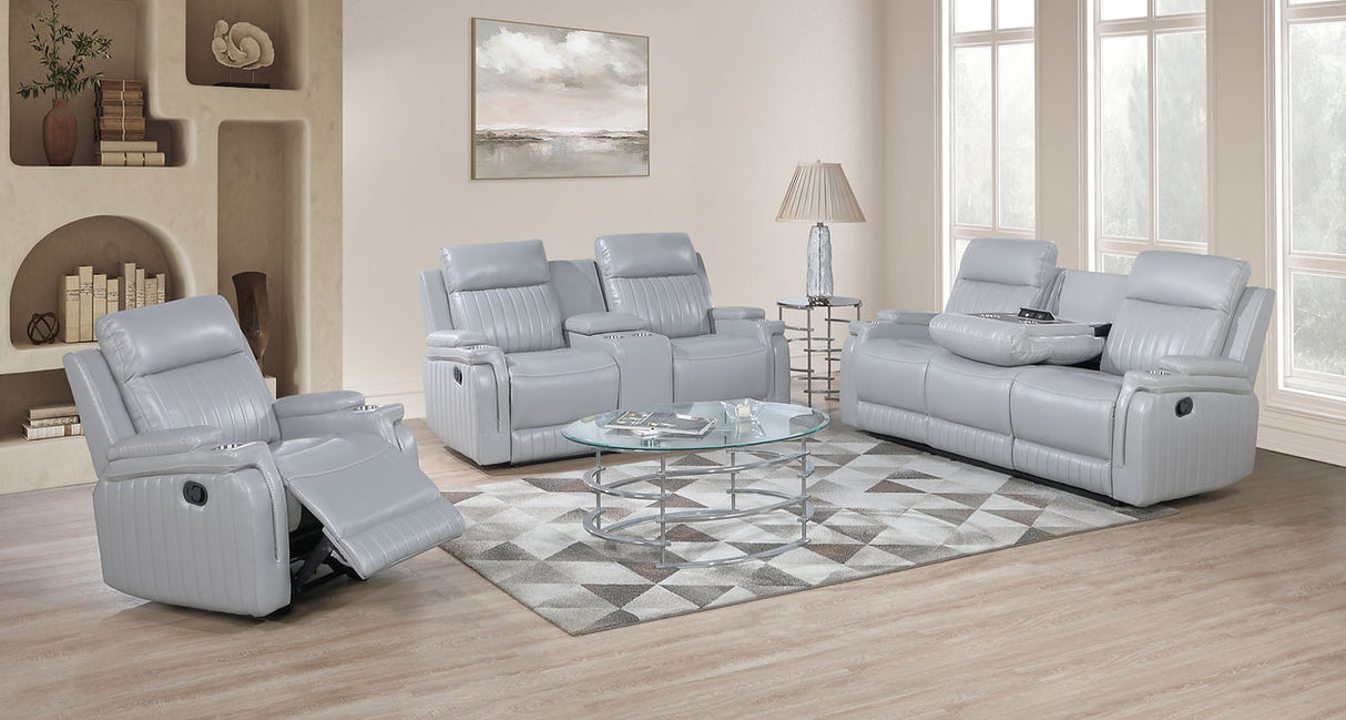 Ethan Light Grey 3-Piece Reclining Living Room Set by New Era Innovations at Eve Furniture