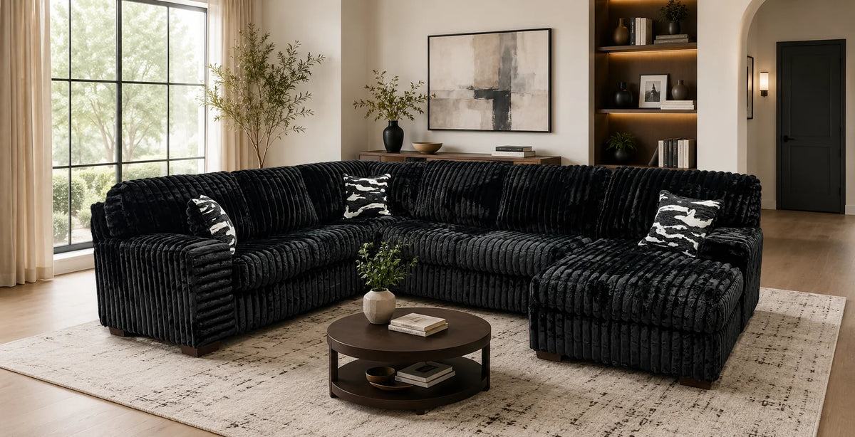 Austin Black 3-Piece Right Arm Facing (RAF) Sectional by New Era Innovations at Eve Furniture