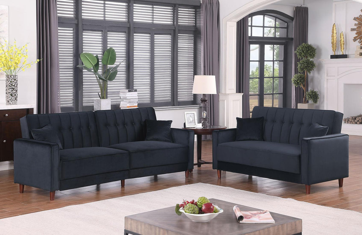 Cozy Black Adjustable Bed Sofa And Loveseat by New Era Innovations at Eve Furniture