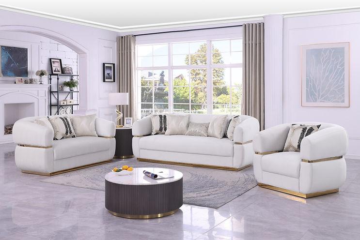 Carmela Cream Living Room Set by New Era Innovations at Eve Furniture