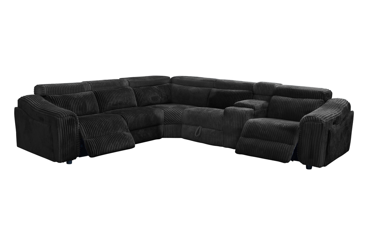 Yash Black 6-Piece Power Reclining Sectional