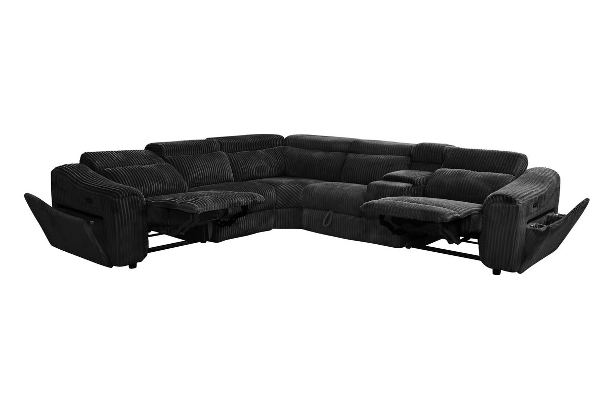 Yash Black 6-Piece Power Reclining Sectional