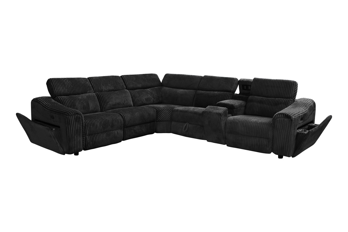 Yash Black 6-Piece Power Reclining Sectional