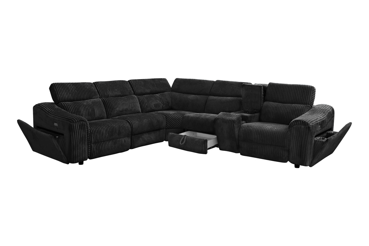 Yash Black 6-Piece Power Reclining Sectional