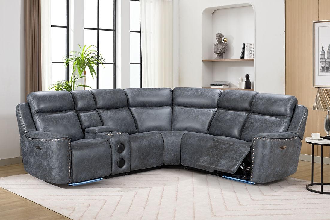 Romi Grey Power Reclining Sectional by New Era Innovations at Eve Furniture