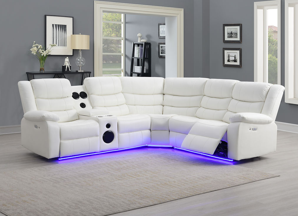 Sonic White Power Reclining Sectional by New Era Innovations at Eve Furniture