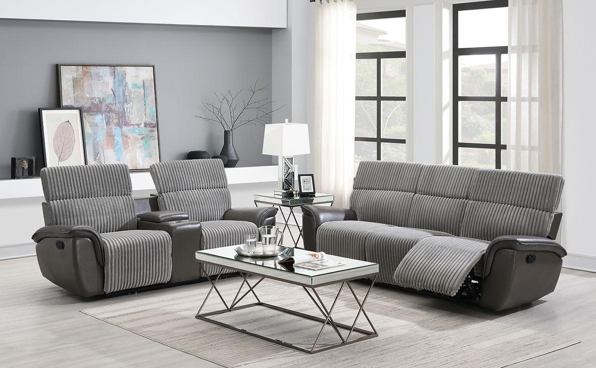 Twist Grey 3-Piece Reclining Living Room Set by New Era Innovations at Eve Furniture
