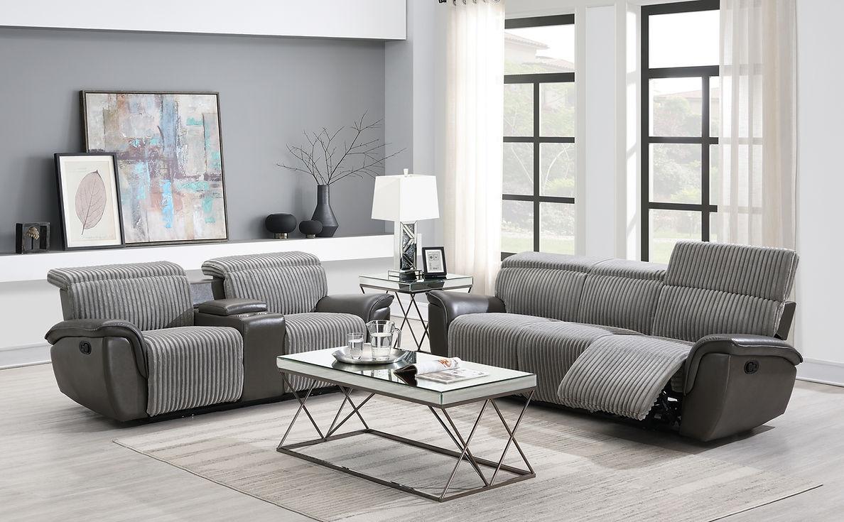 Twist Grey 3-Piece Reclining Living Room Set by New Era Innovations at Eve Furniture