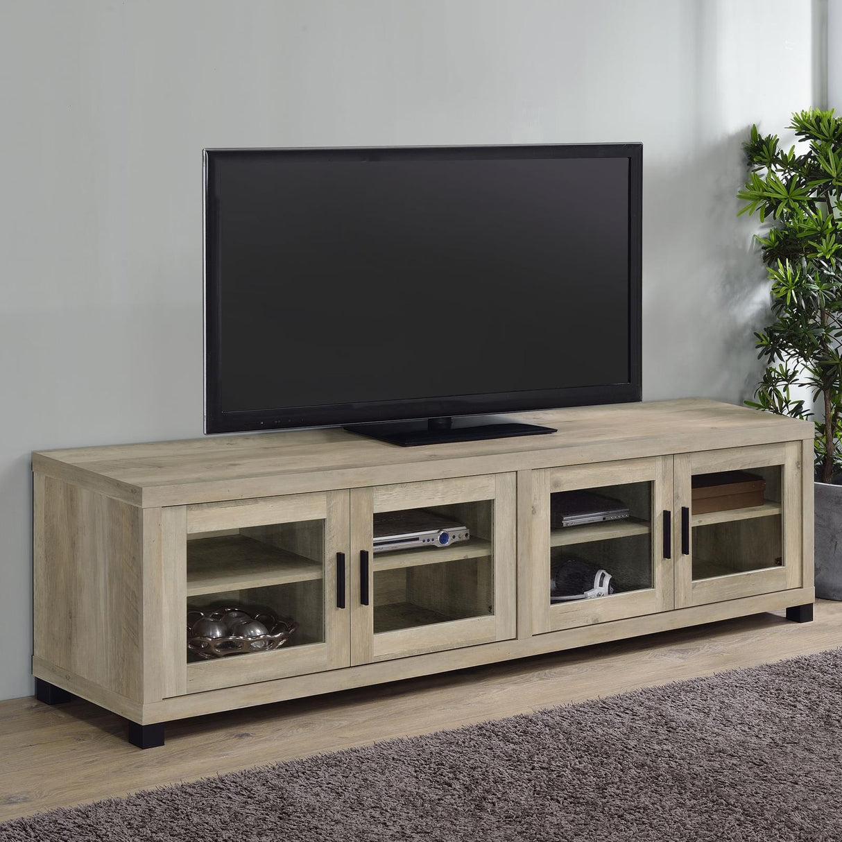 Sachin Rectangular TV Console with Glass Doors by Coaster at Eve Furniture