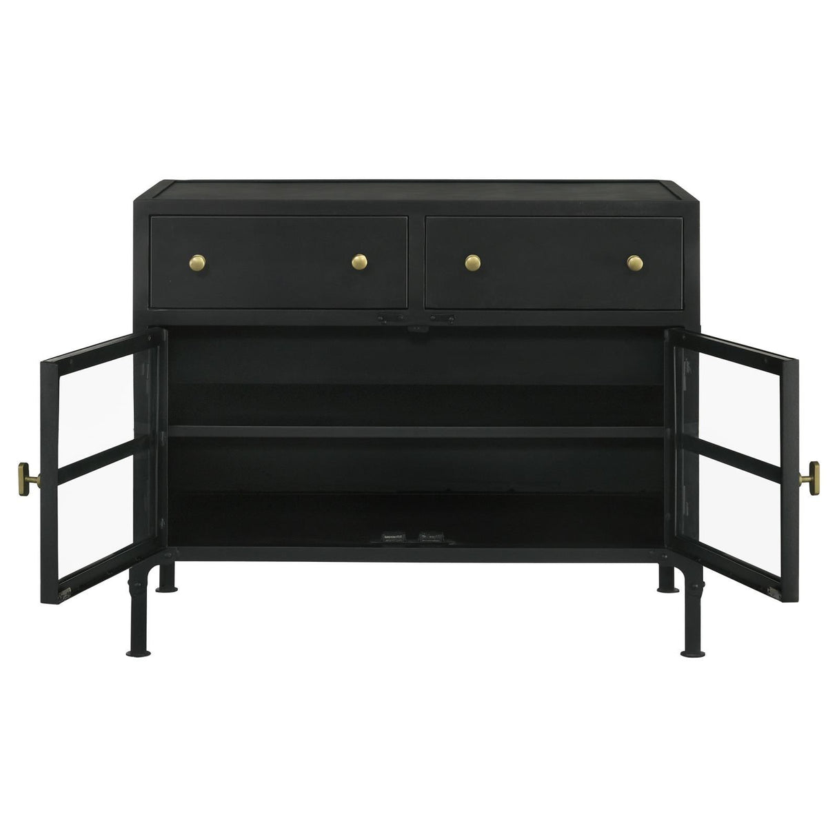 Sadler Black 2-Drawer Accent Cabinet with Glass Doors by Coaster at Eve Furniture