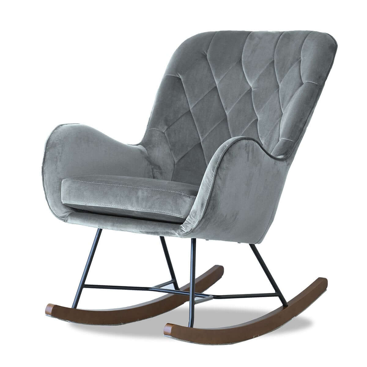Hannah Mid Century Modern Rocking Chair In Dark Grey by Ashcroft Imports at Eve Furniture