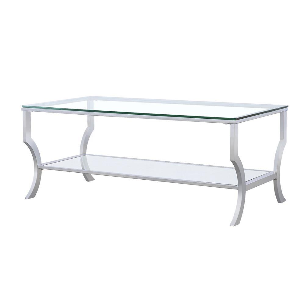 Saide Chrome Rectangular Coffee Table with Mirrored Shelf by Coaster at Eve Furniture