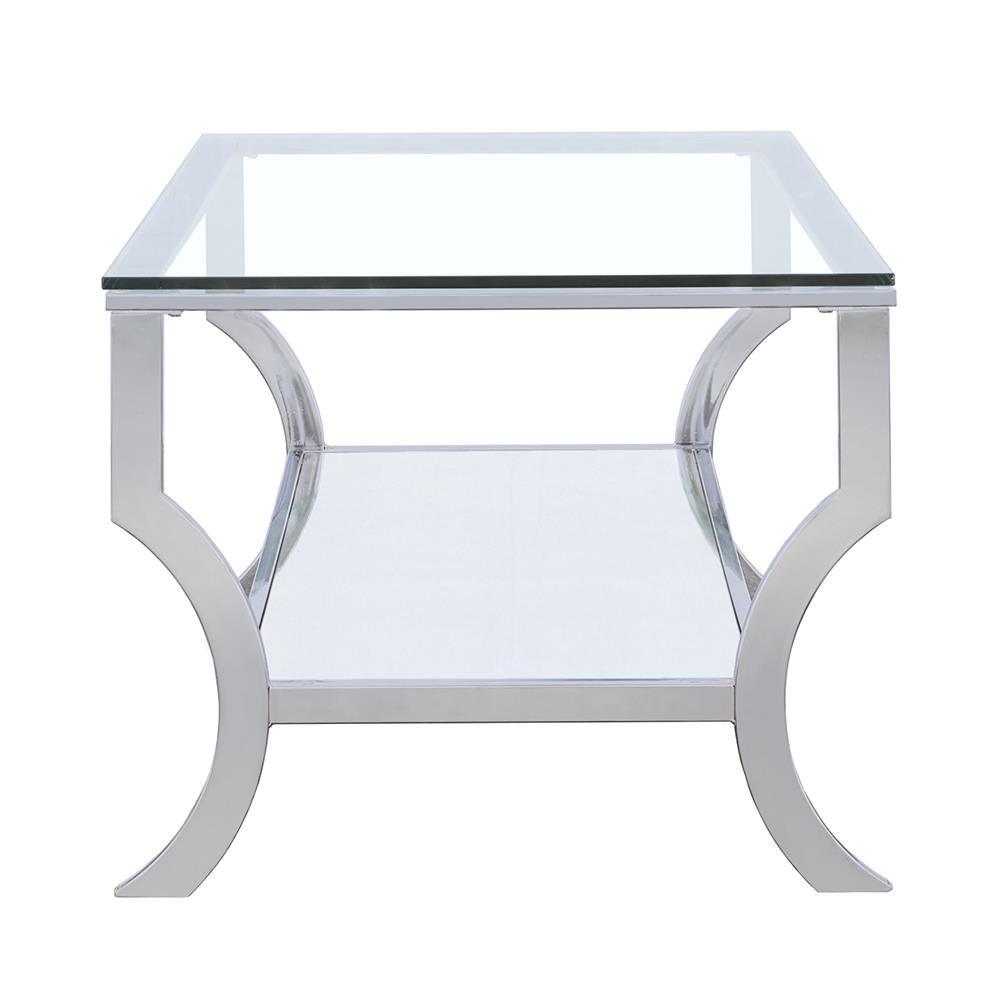 Saide Chrome Rectangular Coffee Table with Mirrored Shelf by Coaster at Eve Furniture