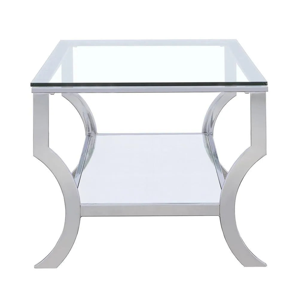 Saide Chrome Rectangular Coffee Table with Mirrored Shelf by Coaster at Eve Furniture