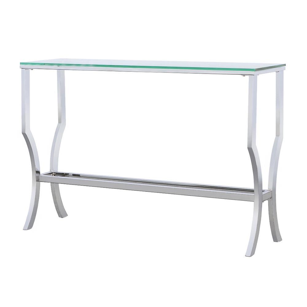 Saide Chrome Rectangular Sofa Table with Mirrored Shelf by Coaster at Eve Furniture