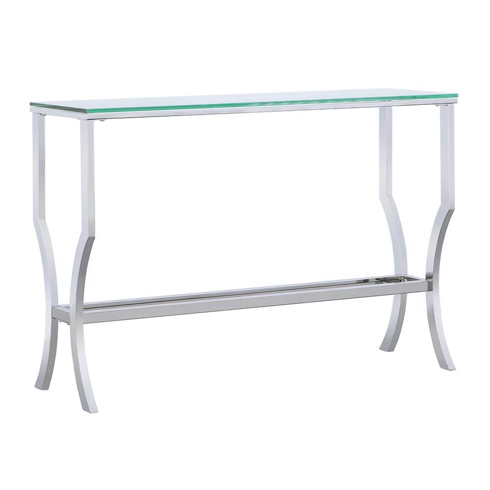 Saide Chrome Rectangular Sofa Table with Mirrored Shelf by Coaster at Eve Furniture