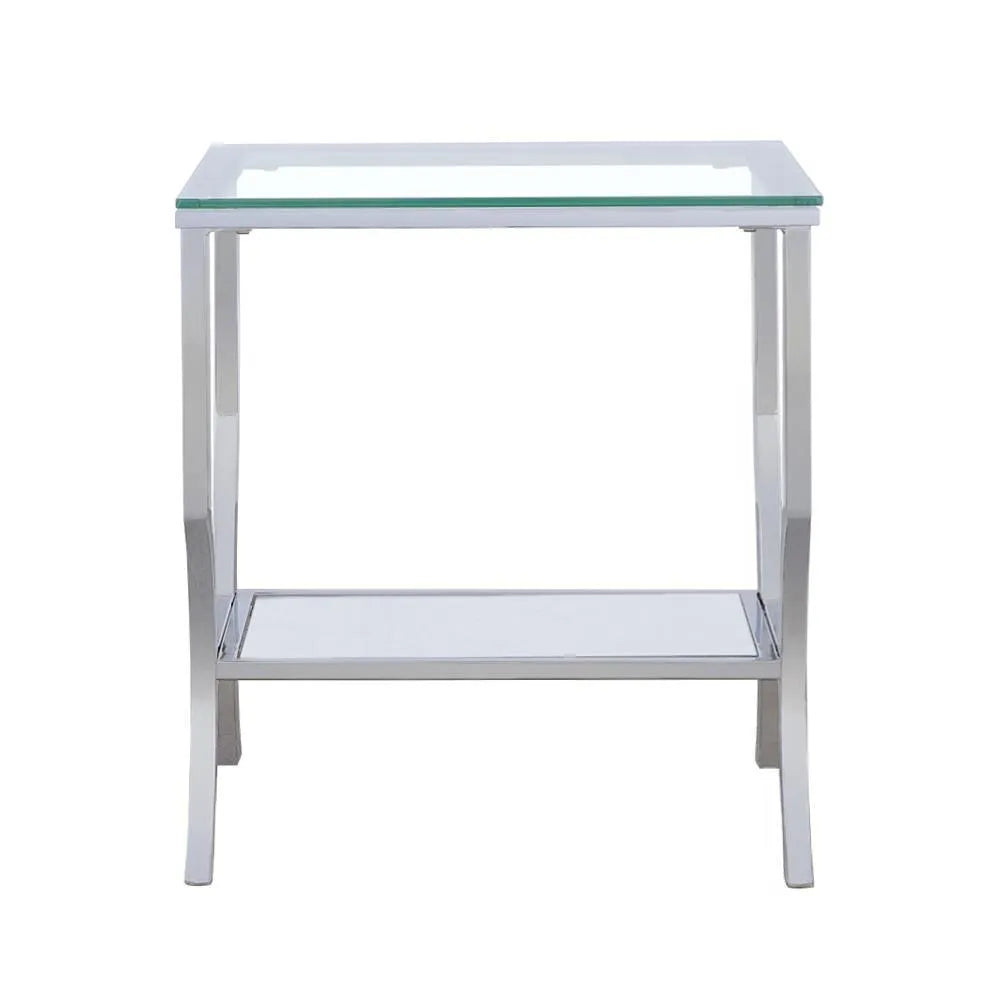 Saide Chrome Square End Table with Mirrored Shelf by Coaster at Eve Furniture