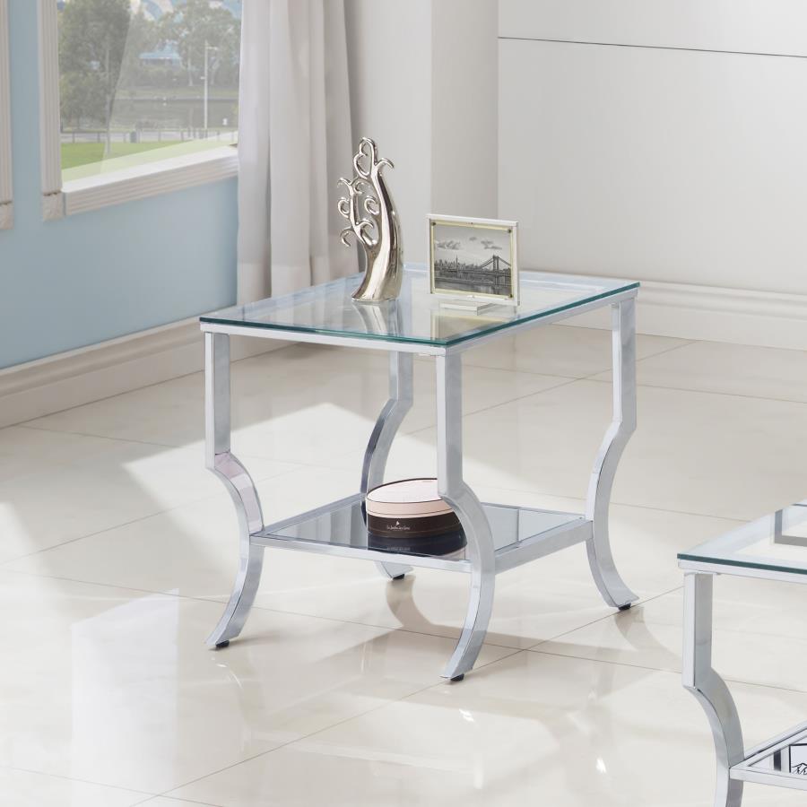 Saide Chrome Square End Table with Mirrored Shelf by Coaster at Eve Furniture
