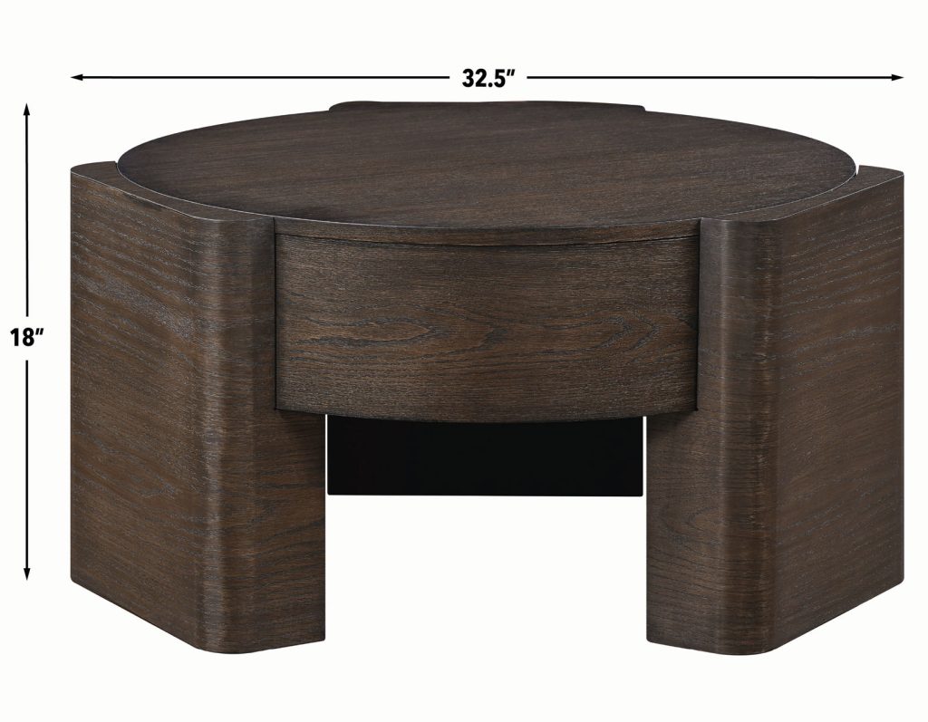 Salina 32.5″ Round Coffee Table Castered